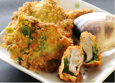 鹿島灘はまぐりの大葉巻きフライ